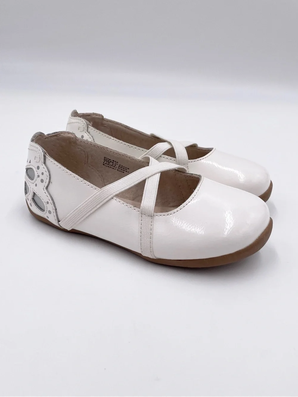 Livie & Luca Mariposa White Patent Leather Flats Toddler Girls Size 8 Butterfly